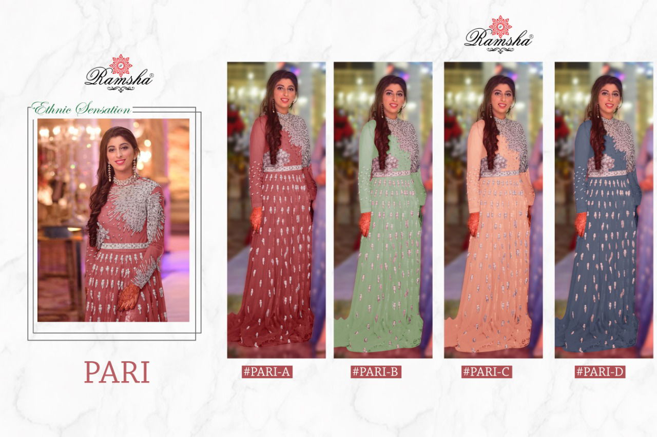 Ramsha Pari Latest Fancy Designer Heavy Wedding Wear Net Embroidery Work Salwar Kameez Collection
